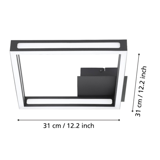 Plafoniera quadrata nera led 13w 3000k moderna altaflor eglo