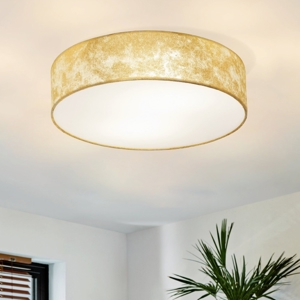 Viserbella eglo plafoniera rotonda tessuto foglia oro moderna