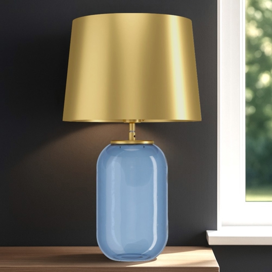 Lampada da tavolo in vetro ottanio per salotto cuite eglo