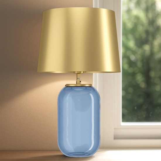 Lampada da tavolo in vetro ottanio per salotto cuite eglo