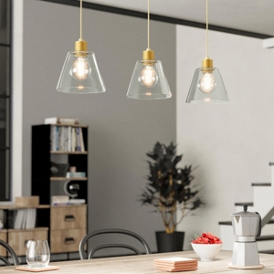 Eglo copley lampadario oro vetri trasparenti per cucina
