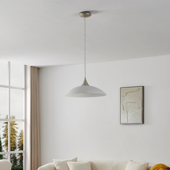 Eglo lazolo lampadario per cucina piatto in vetro bianco