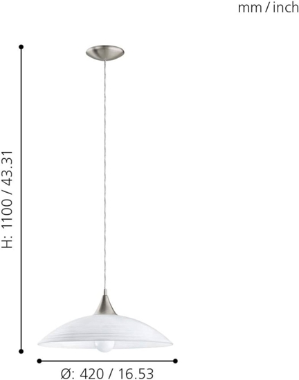 Eglo lazolo lampadario per cucina piatto in vetro bianco