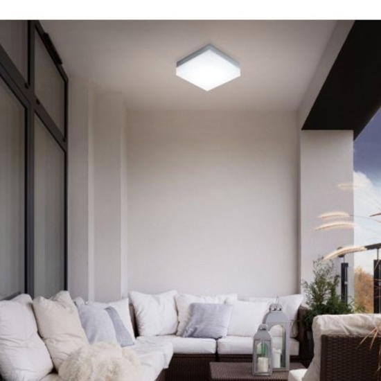 Eglo sonella plafoniera da esterno quadrata led 8w 3000k bianca