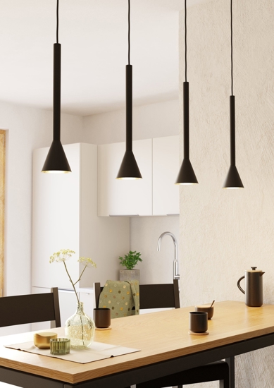 Lampadario da cucina nero oro 4 luci cortaderas eglo