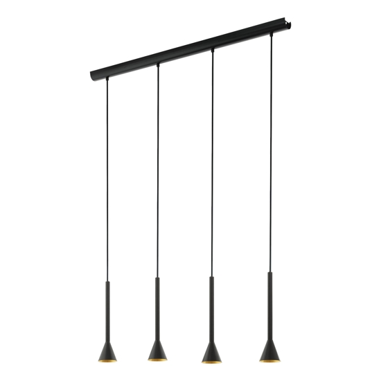 Lampadario da cucina nero oro 4 luci cortaderas eglo