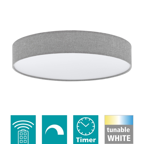 Plafoniera led 40w per camera da letto rotonda grigio dimmerabile eglo romao