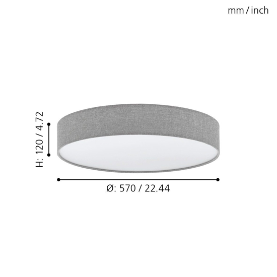 Plafoniera led 40w per camera da letto rotonda grigio dimmerabile eglo romao