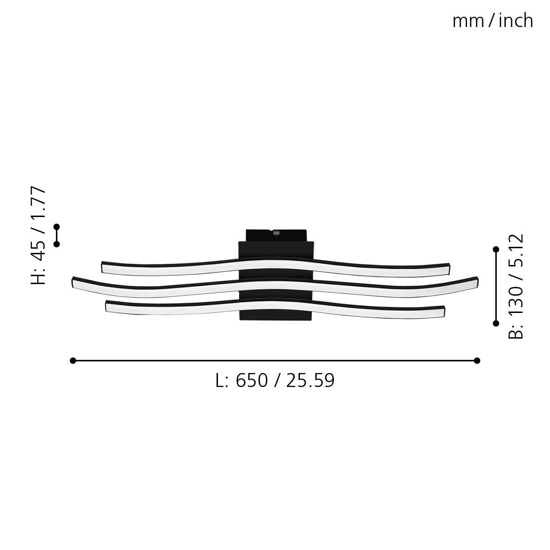 Plafoniera nera led 21w 3000k per soggiorno eglo roncade