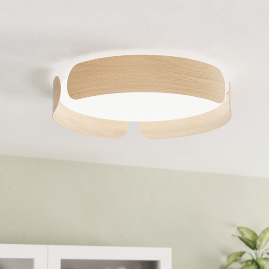 Valcasotto eglo plafoniera moderna effetto legno led 24w 3000k rotonda