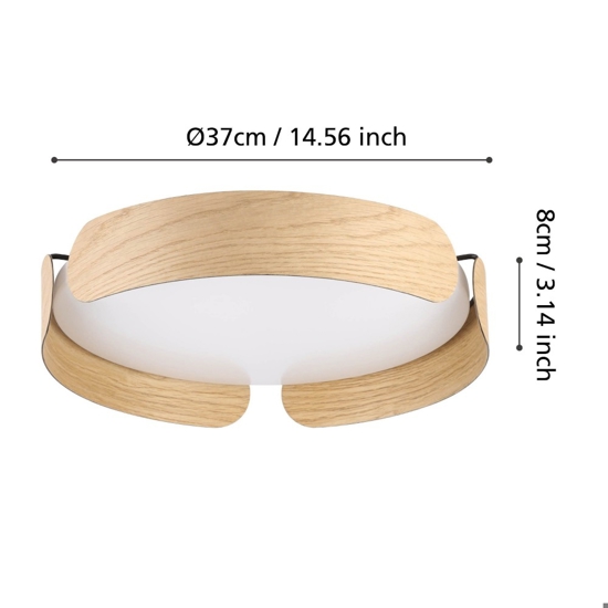 Valcasotto eglo plafoniera moderna effetto legno led 24w 3000k rotonda