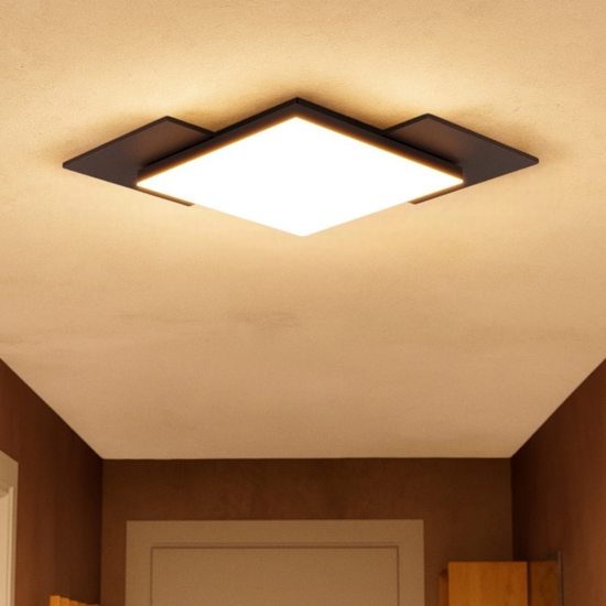 Plafoniera design moderna led 12w 3000k nero legno tamuria eglo