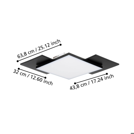 Plafoniera design moderna led 12w 3000k nero legno tamuria eglo