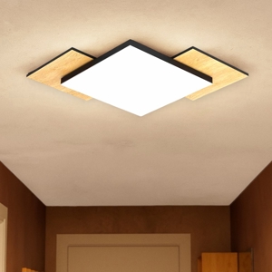 Tamuria eglo plafoniera bicolore nero legno led 24w 3000k design moderna