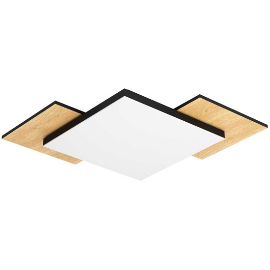 Tamuria eglo plafoniera bicolore nero legno led 24w 3000k design moderna