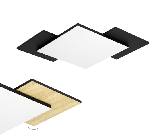 Tamuria eglo plafoniera bicolore nero legno led 24w 3000k design moderna