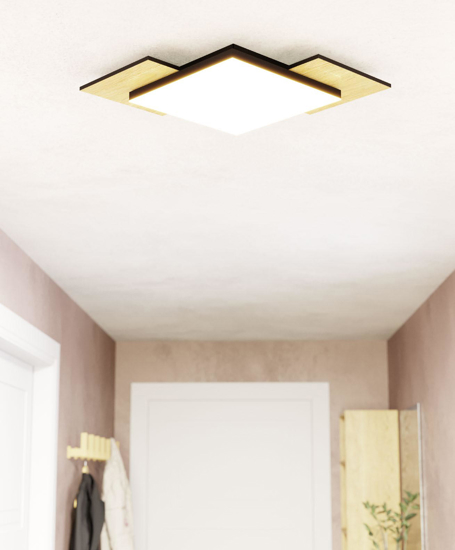 Tamuria eglo plafoniera bicolore nero legno led 24w 3000k design moderna