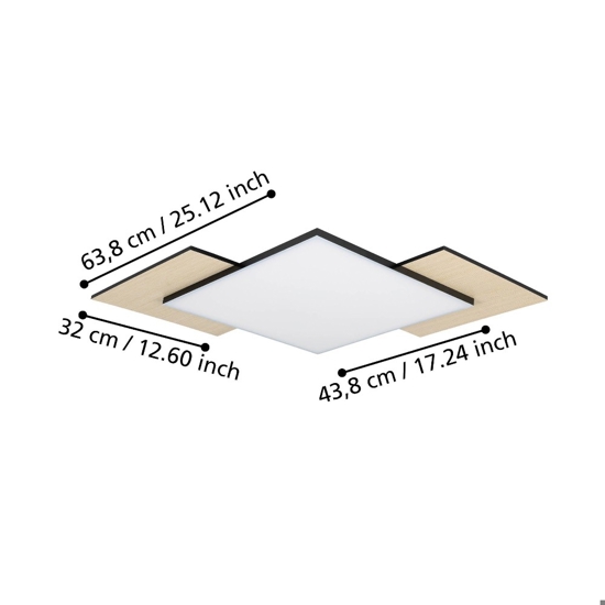 Tamuria eglo plafoniera bicolore nero legno led 24w 3000k design moderna