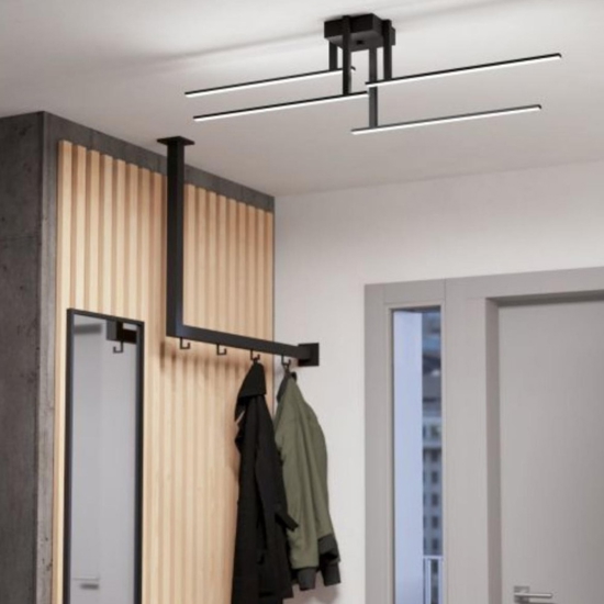 Ipolitto eglo plafoniera led design moderna bacchette nere led 30w 3000k