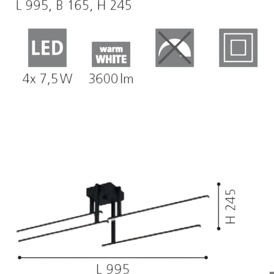 Ipolitto eglo plafoniera led design moderna bacchette nere led 30w 3000k