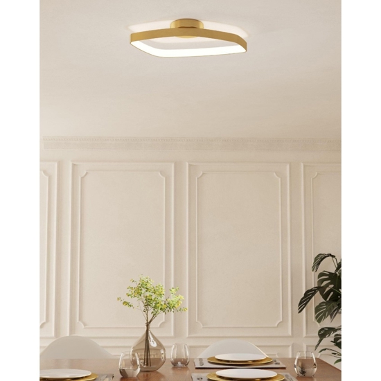 Plafoniera led 3000k design moderna fascia oro vallerosa eglo