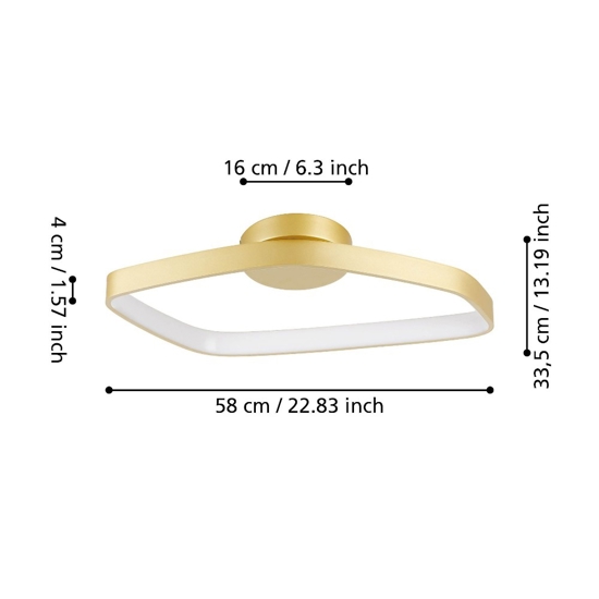 Plafoniera led 3000k design moderna fascia oro vallerosa eglo