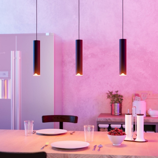 Eglo balamorta lampadario moferno nero cilindri led cct dimmerabile