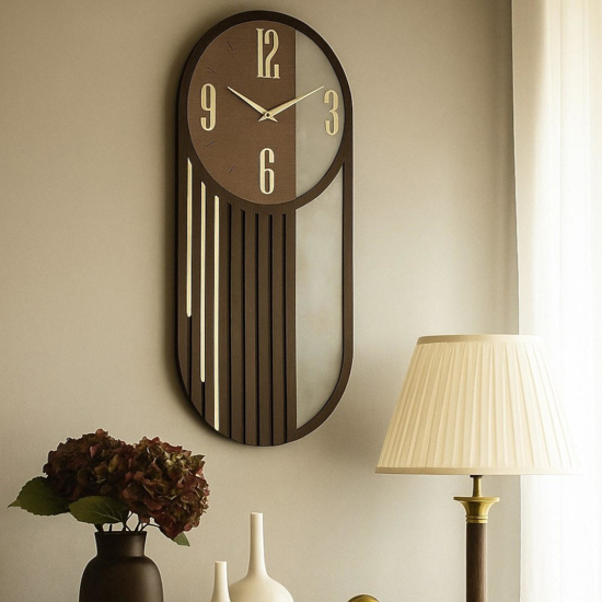 Orologio per parete 80x40 sofisticato legno resina design moderno