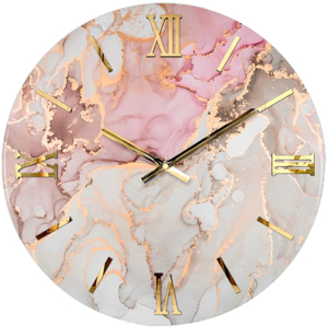 Grande orologio 100cm da parete effetto marmo rosa oro design