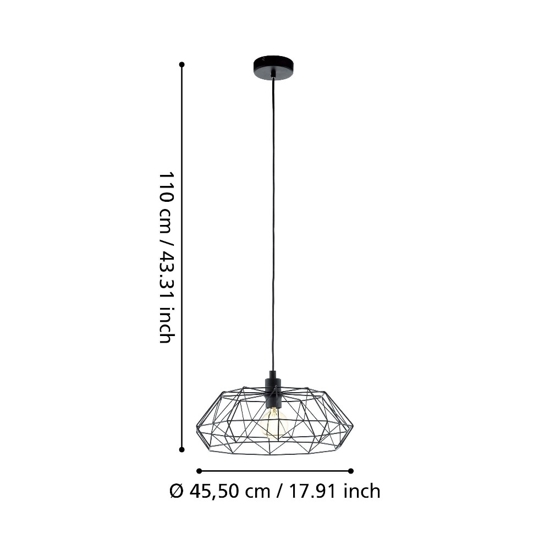 Lampadario per cucina nero eglo carlton