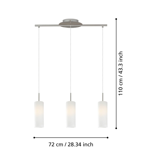 Eglo troy 3 lampadario per cucina moderna cilindri