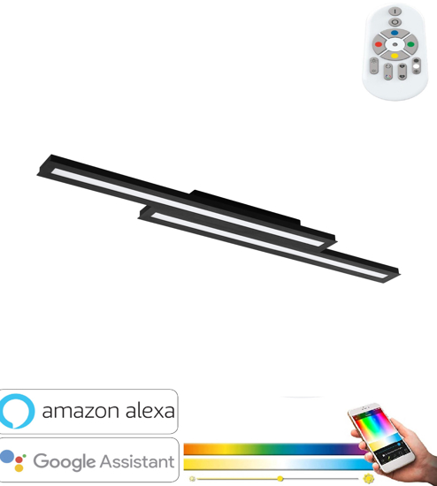 Plafoniera nera led 21w rgb dimmerabile app bluetooth saliteras eglo