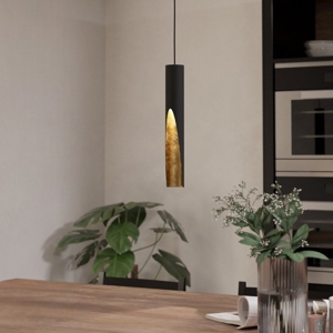 Eglo barbotto lampada a sospesione moderna cilindro oro nero per isola