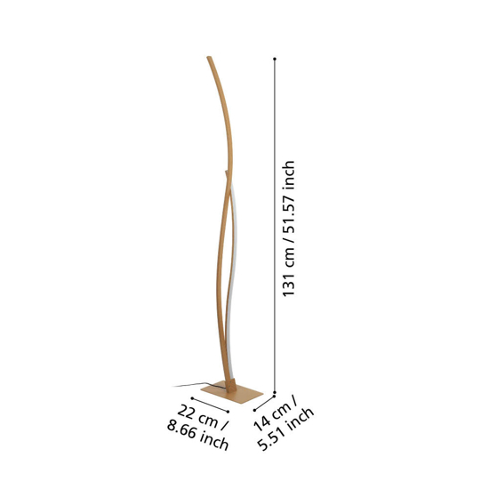 Lampada da terra marrone effetto legno design moderno 20w 4000k grisolia eglo