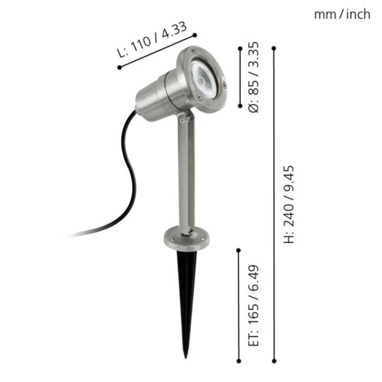 Nema eglo faretto a picchetto grigio per giardino orientabile