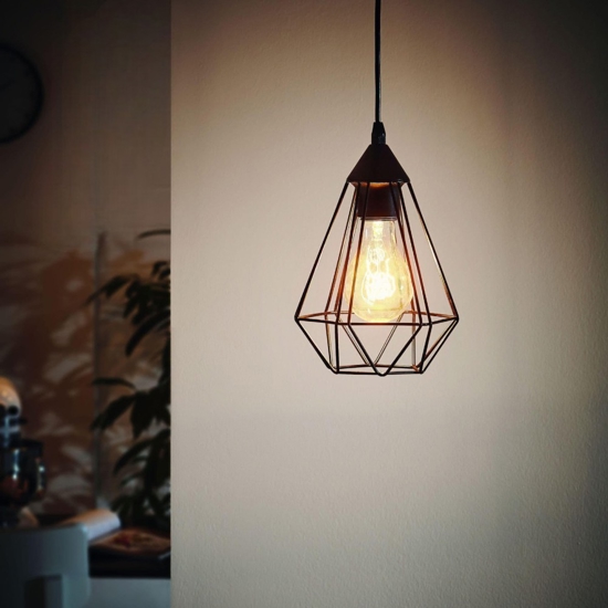 Tarbes eglo lampada a sospensione metallo nera 