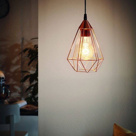 Eglo tarbes lampada a sospensione metallo colore rame