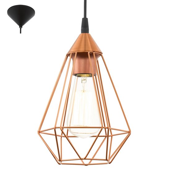 Eglo tarbes lampada a sospensione metallo colore rame