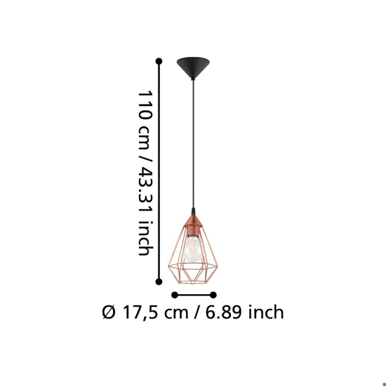 Eglo tarbes lampada a sospensione metallo colore rame