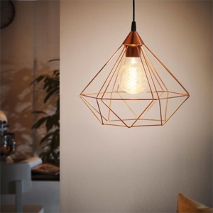 Lampada vintage a sospensione rame tarbes eglo
