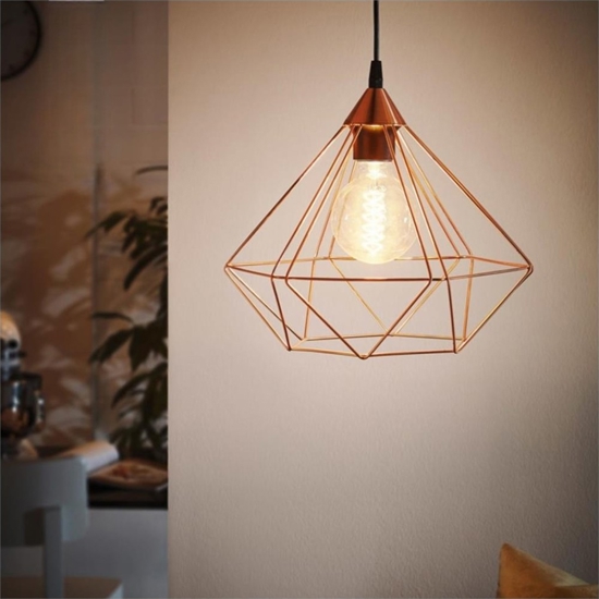Lampada vintage a sospensione rame tarbes eglo