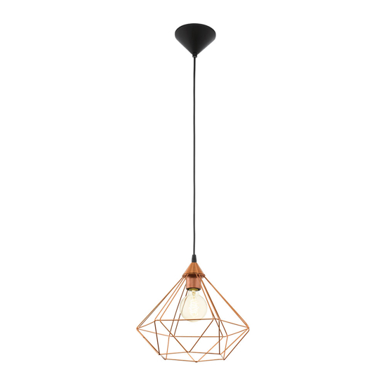 Lampada vintage a sospensione rame tarbes eglo