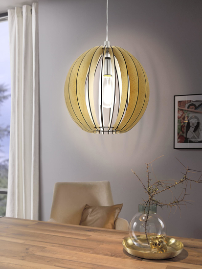 Cossano eglo lampadario legno acero design