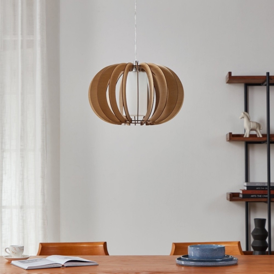 Lampadario per cucina moderna in legno acero stellato eglo