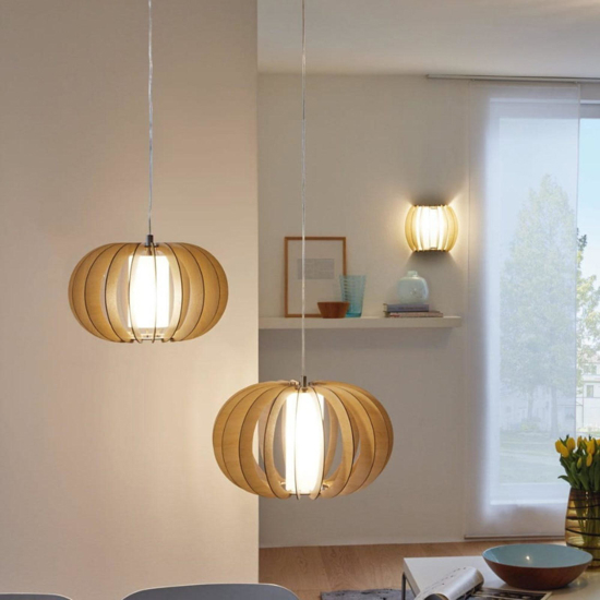 Lampadario per cucina moderna in legno acero stellato eglo