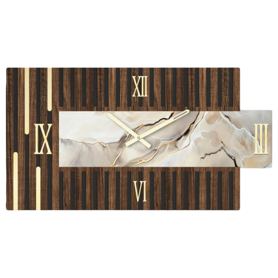 Orologio da parete 90x50 design legno resina effetto marmo
