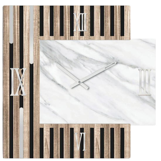 Orologio design da parete 60x60 legno resina per salotto