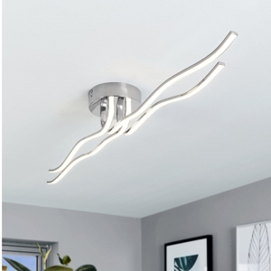 Plafoniera led 32w 3000k roncade eglo moderna cromata  per soggiorno