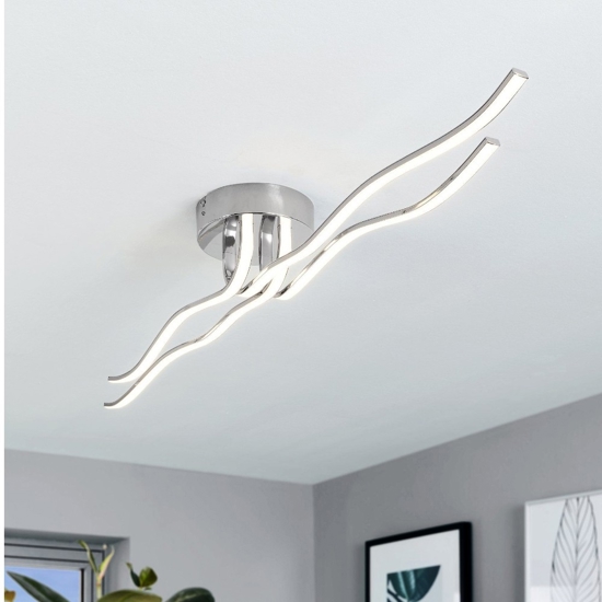 Plafoniera led 32w 3000k roncade eglo moderna cromata  per soggiorno