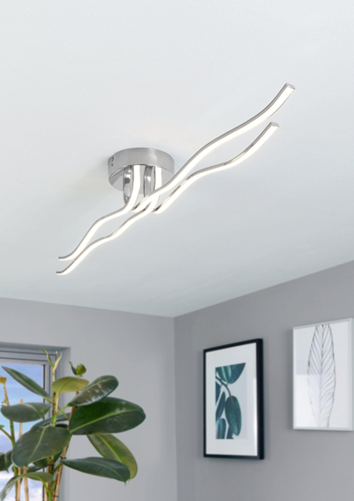 Plafoniera led 32w 3000k roncade eglo moderna cromata  per soggiorno